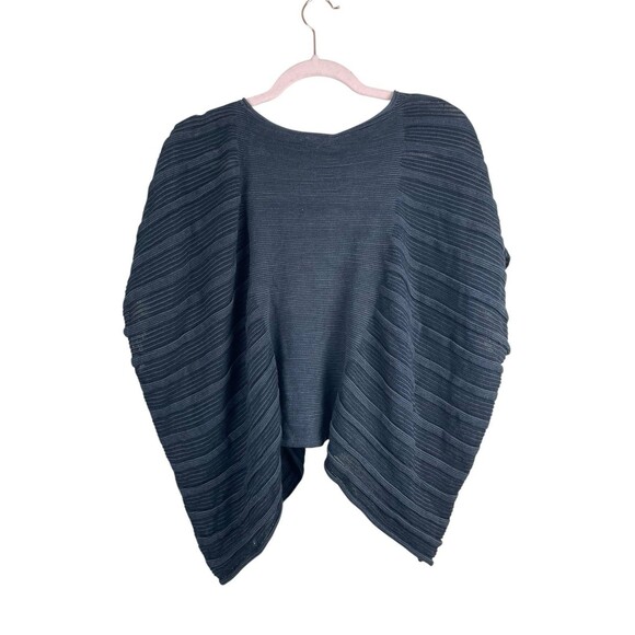 Eileen Fisher Petite Sz S Boucle Knit Poncho Pullover Black Oversized Preowned - Picture 2 of 11